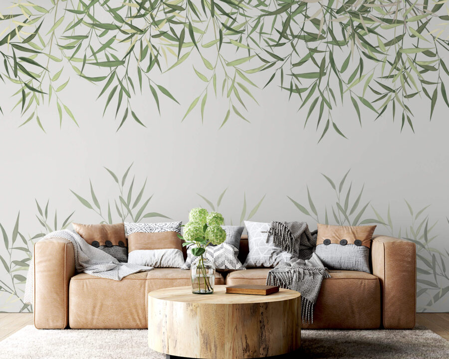 Delicate bamboo leaves on soft background. Delicate bamboo leaves on soft background.