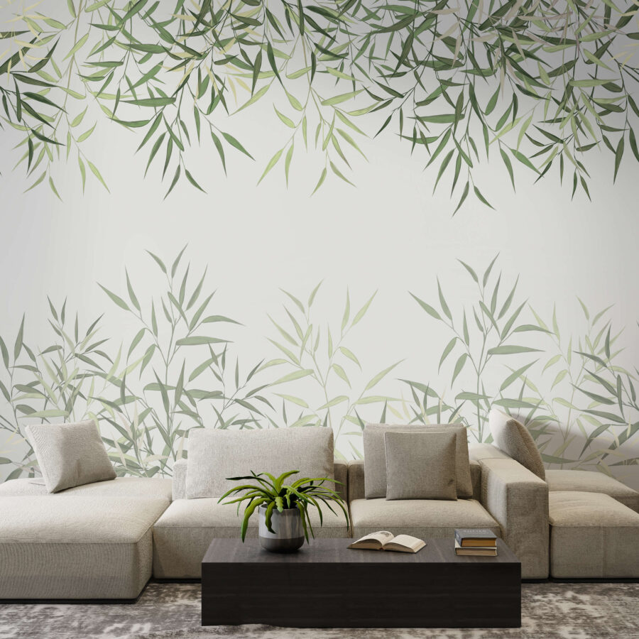 Delicate bamboo leaves on soft background. Delicate bamboo leaves on soft background.