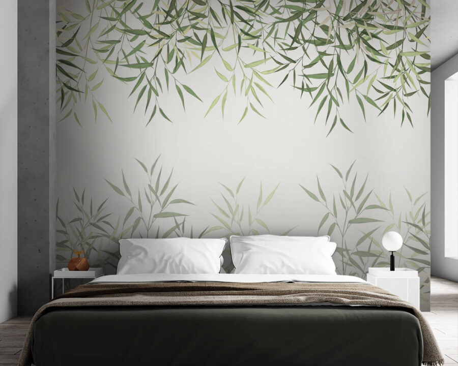 Delicate bamboo leaves on soft background. Delicate bamboo leaves on soft background.