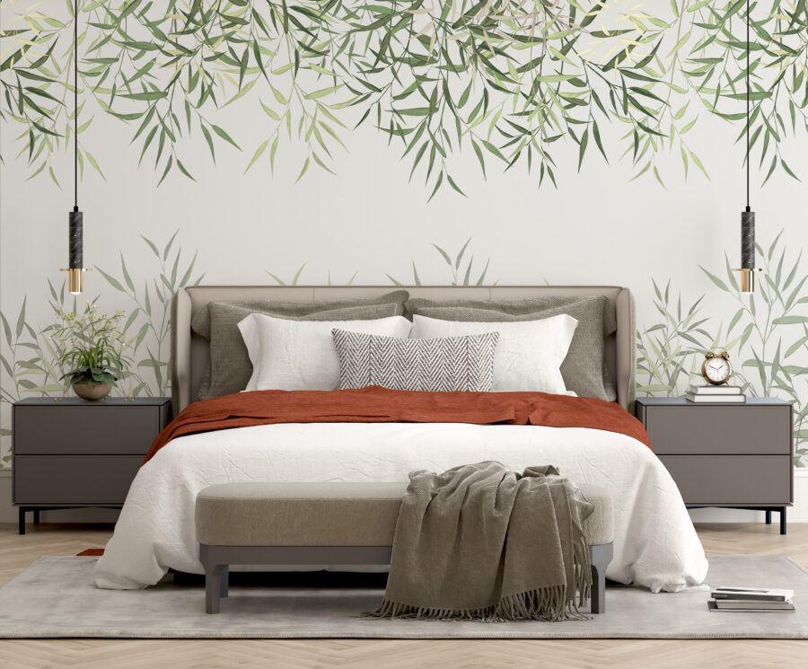 Delicate bamboo leaves on soft background. Delicate bamboo leaves on soft background.