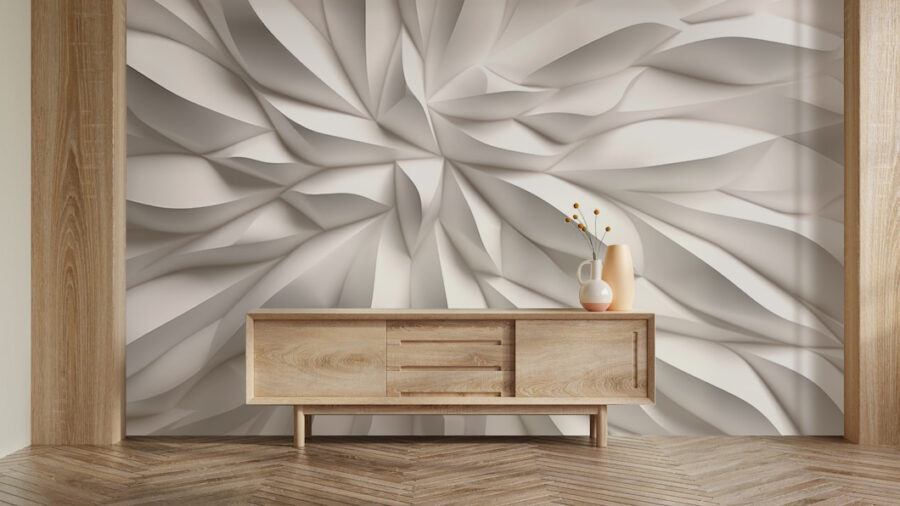 Wall murals White textured surface with wavy lines - Image 4