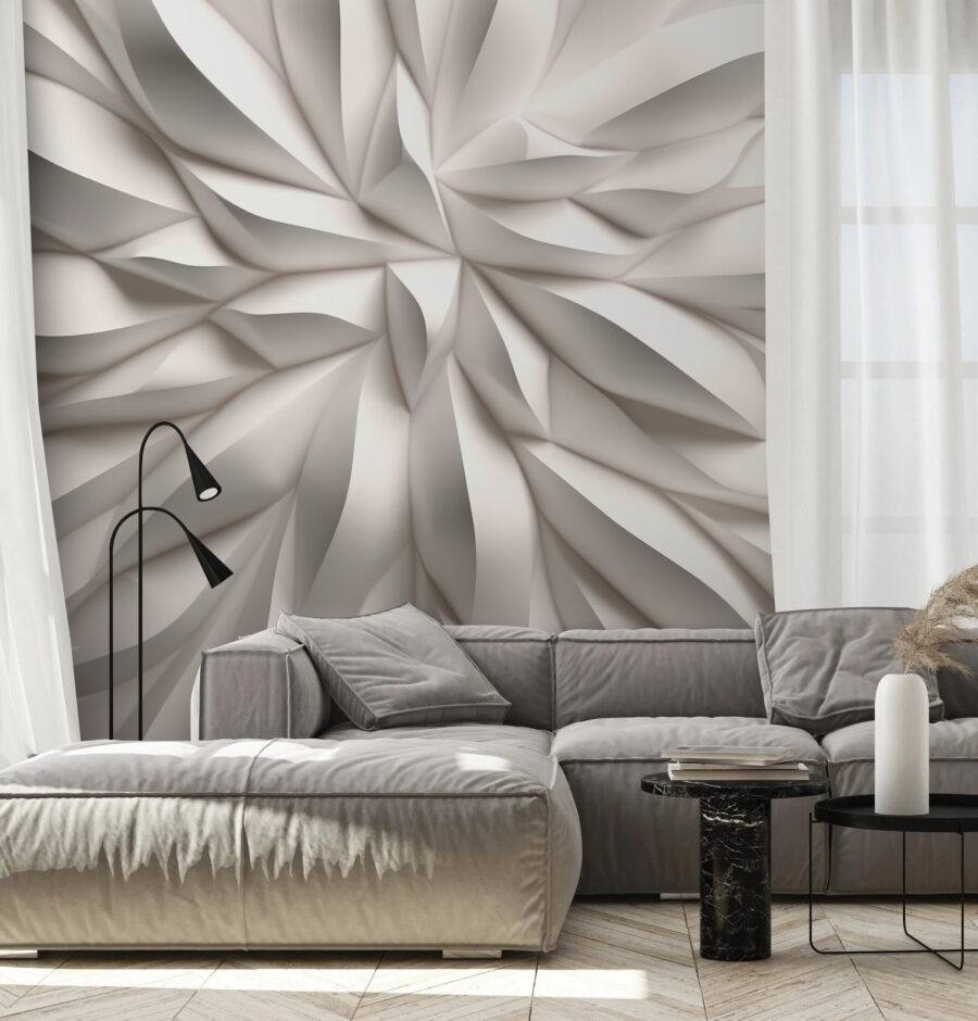 Wall murals White textured surface with wavy lines - Image 2