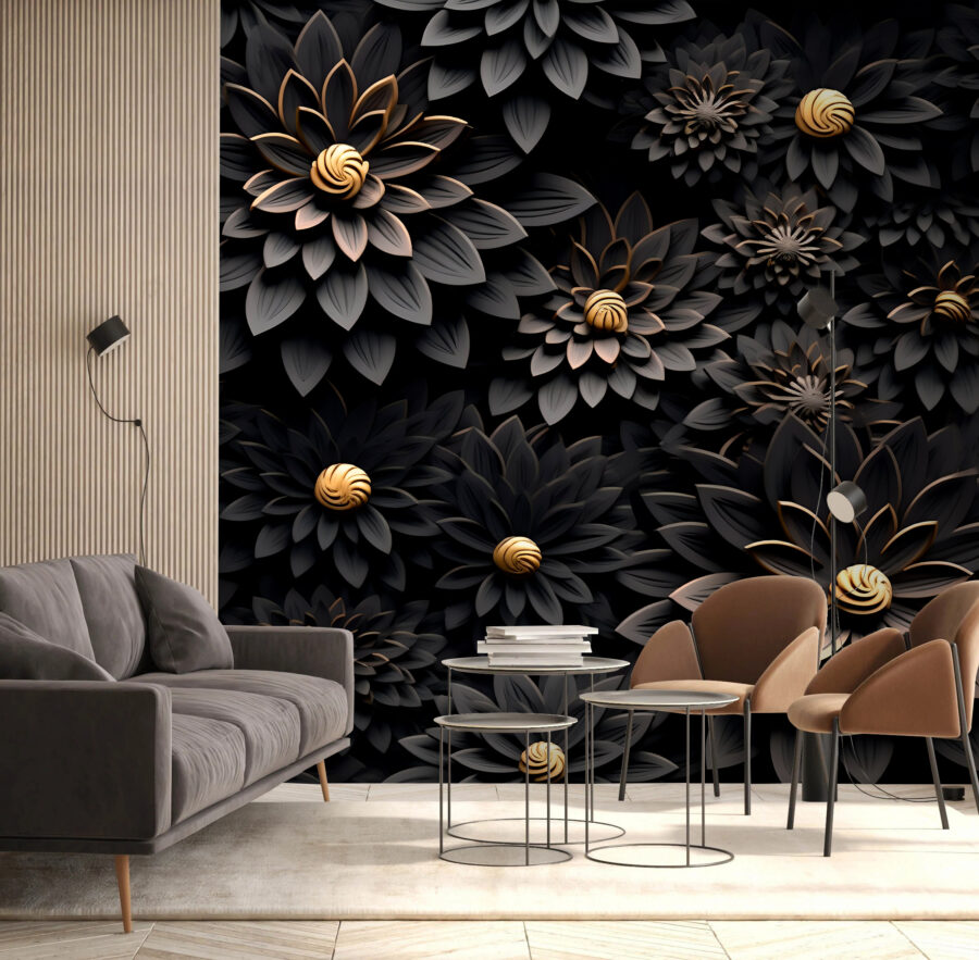 Elegant monochrome blooms with metallic centers
