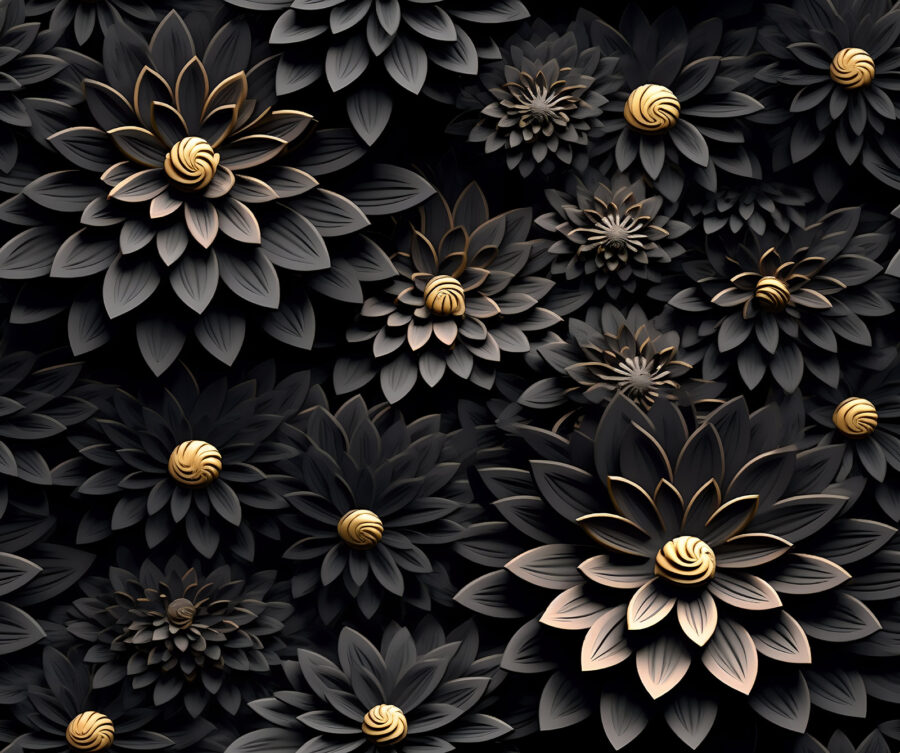 Elegant monochrome blooms with metallic centers