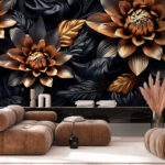 Wall murals Bronze blooms in midnight shadows