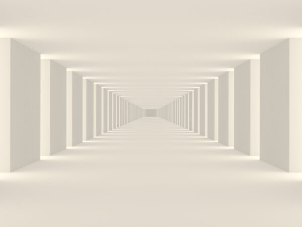 Long white room with columns Long white room with columns