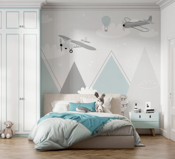 Wallpaper with airplanes and mountains Wallpaper with airplanes and mountains