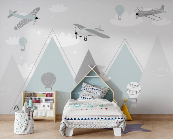 Wallpaper with airplanes and mountains Wallpaper with airplanes and mountains