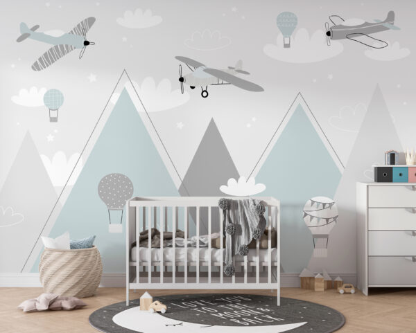 Wallpaper with airplanes and mountains Wallpaper with airplanes and mountains
