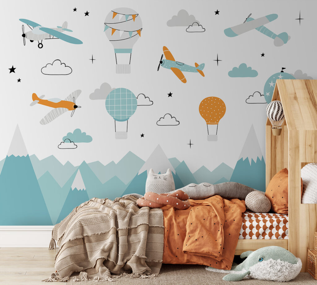 Wallpaper with airplanes and hot air balloons u95042pir154 1024x923 - Wallpaper with airplanes and hot air balloons - tegory