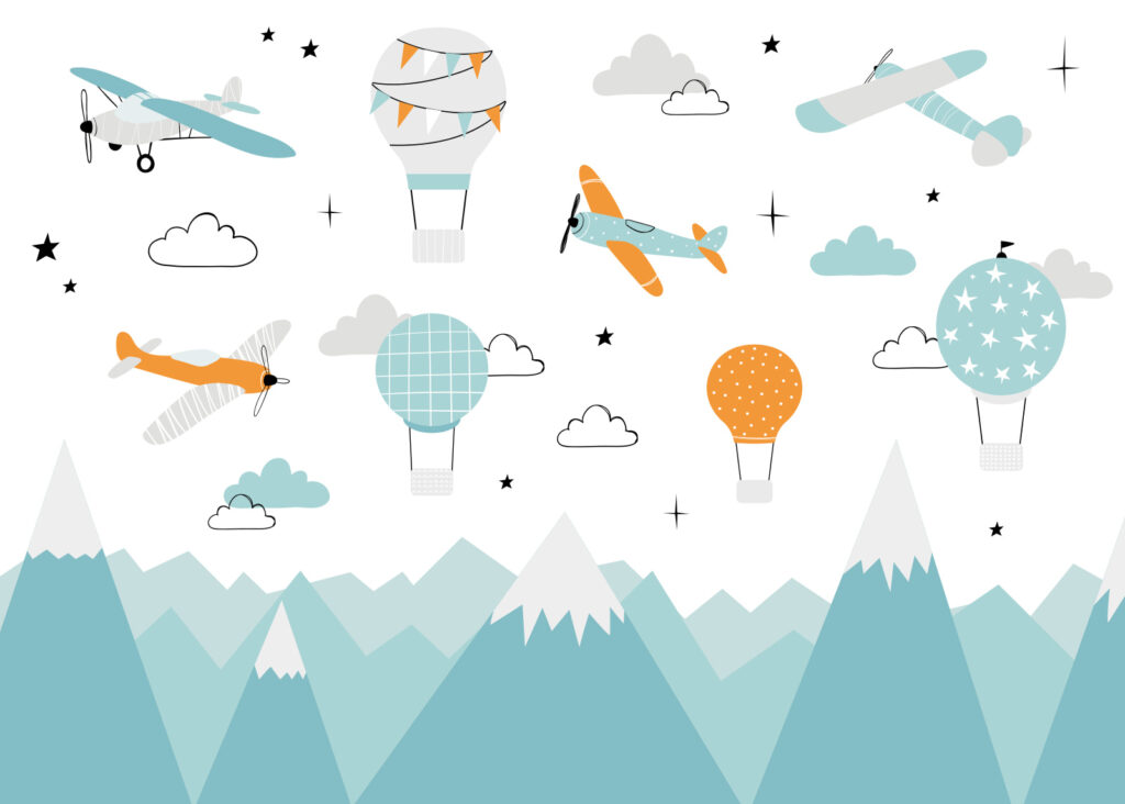 Wallpaper with airplanes and hot air balloons u95042p 1024x732 - Wallpaper with airplanes and hot air balloons - tegory