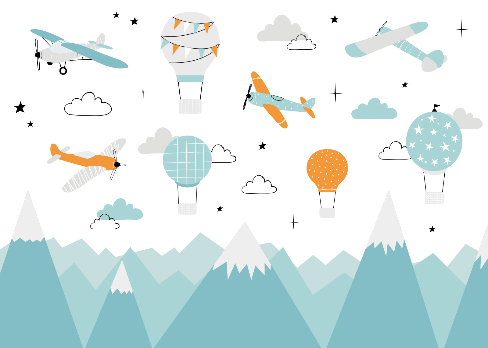 Wallpaper with airplanes and hot air balloons u95042p - Wallpaper with airplanes and hot air balloons - tegory