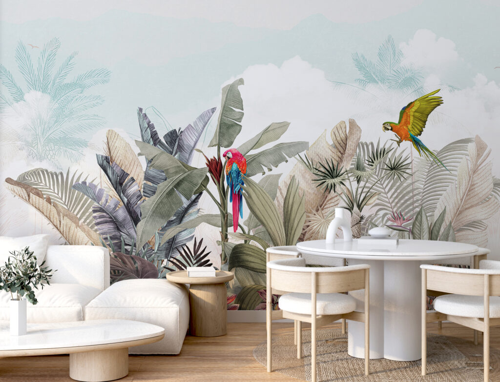 Wallpaper with tropical plants and birds u95037pig2 1024x783 - Wallpaper with tropical plants and birds