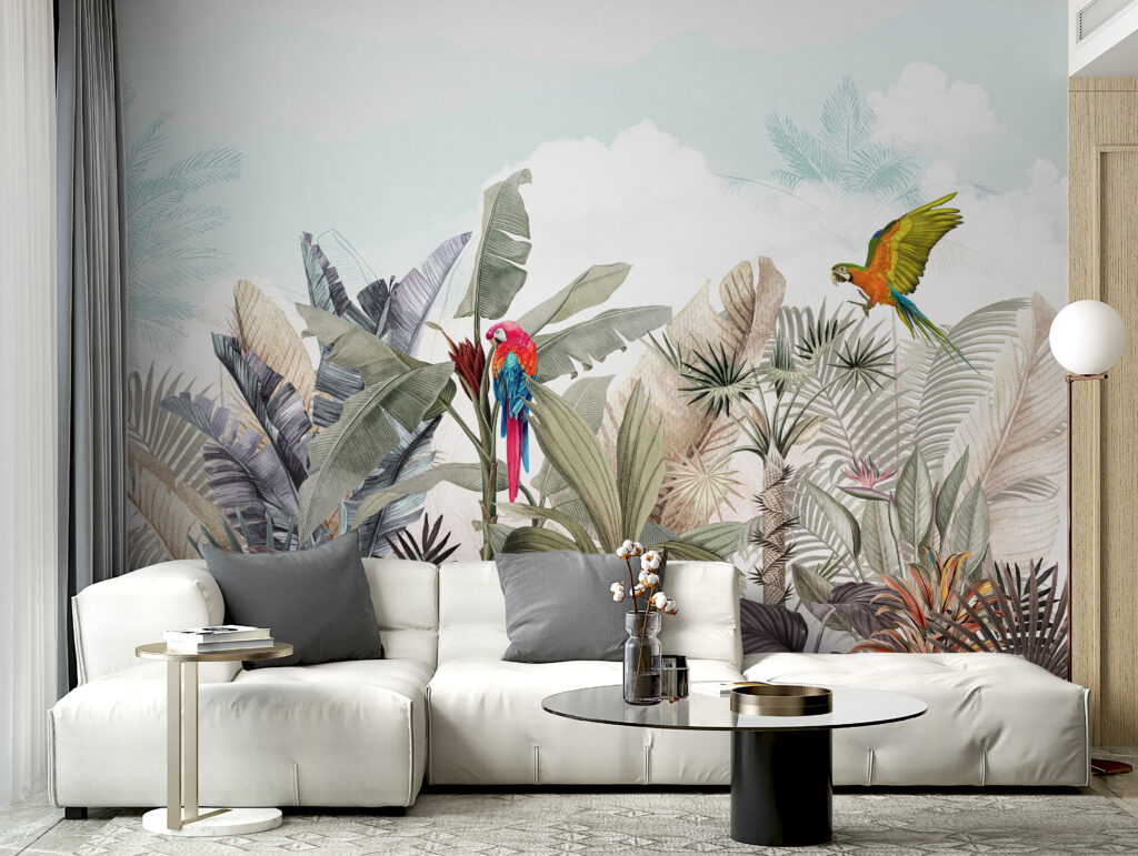 Wallpaper with tropical plants and birds u95037pig1 1024x771 - Wallpaper with tropical plants and birds