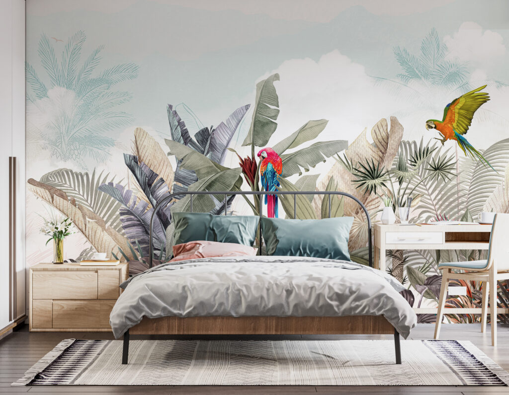Wallpaper with tropical plants and birds u95037pib1m 1024x795 - Wallpaper with tropical plants and birds