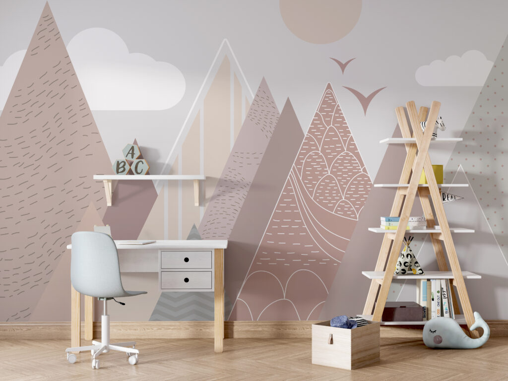 Landscape of mountains and birds Landscape of mountains and birds