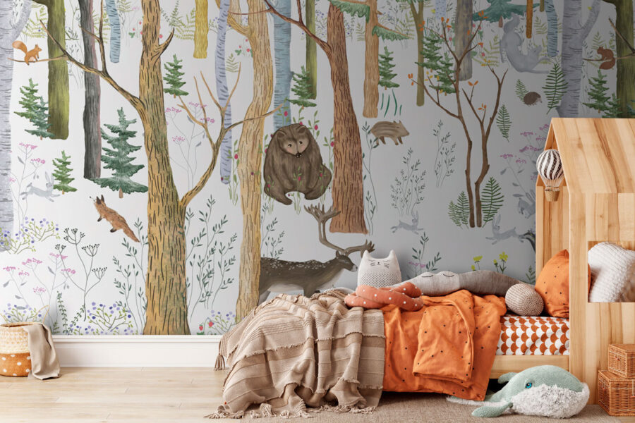 Forest with trees and animals