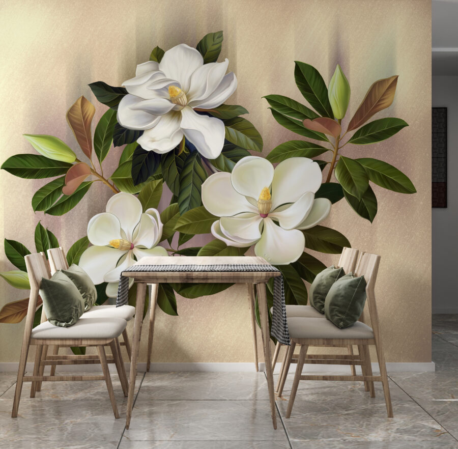 Beautiful magnolia blooms on display