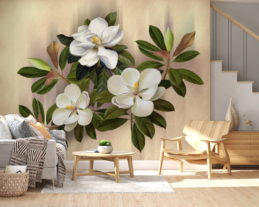 Beautiful magnolia blooms on display