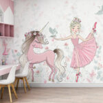 Wall murals Unicorn and a girl