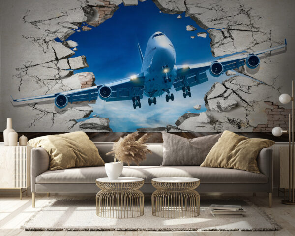 Plane coming through a hole in the wall Plane coming through a hole in the wall