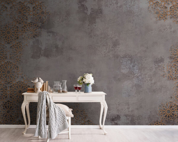 Grey and orange patterned wall Grey and orange patterned wall