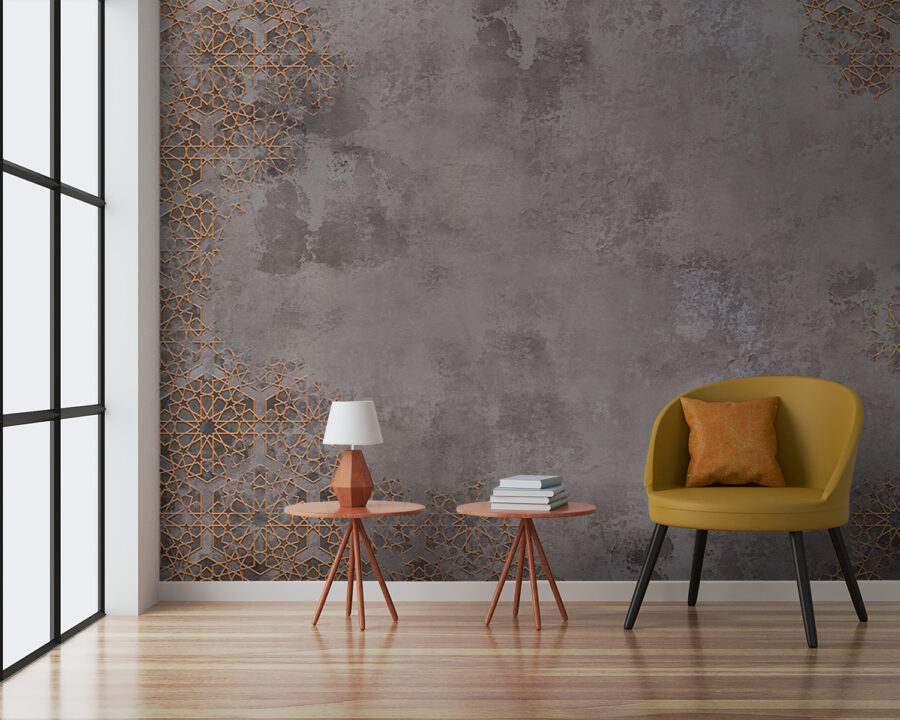 Grey and orange patterned wall Grey and orange patterned wall
