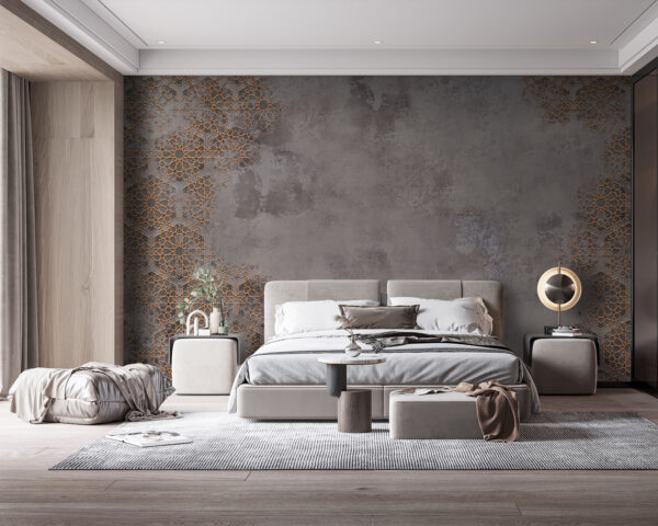 Grey and orange patterned wall Grey and orange patterned wall