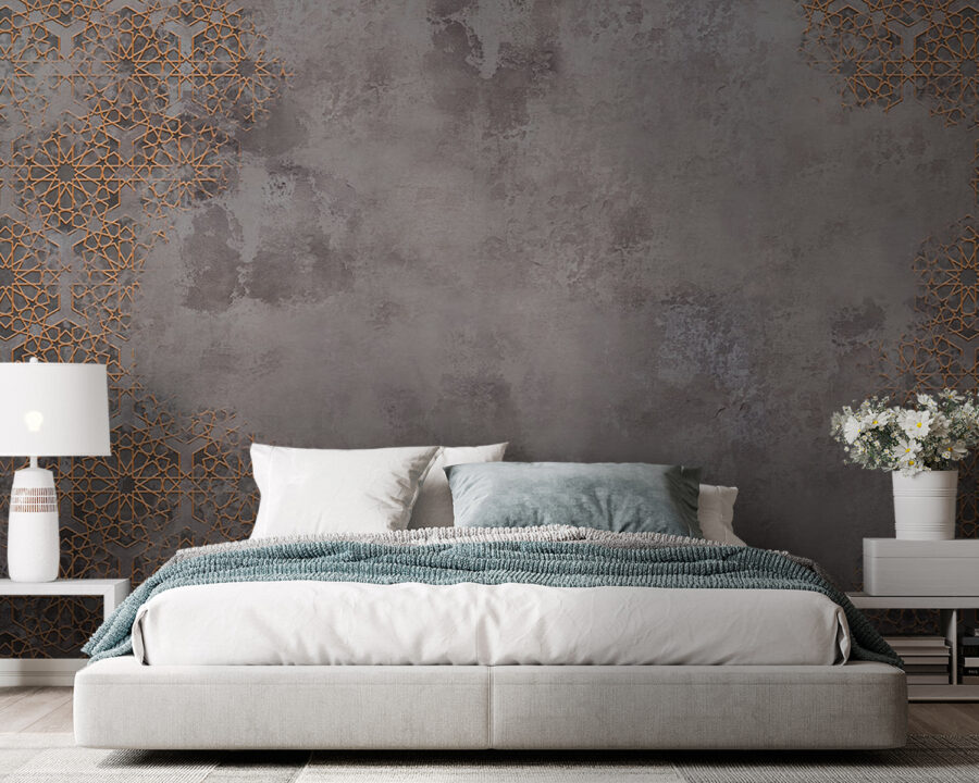 Grey and orange patterned wall Grey and orange patterned wall