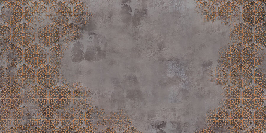 Grey and orange patterned wall Grey and orange patterned wall