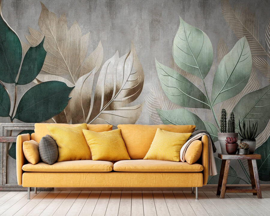 Wall murals Elegant foliage against a textured background. - Image 7