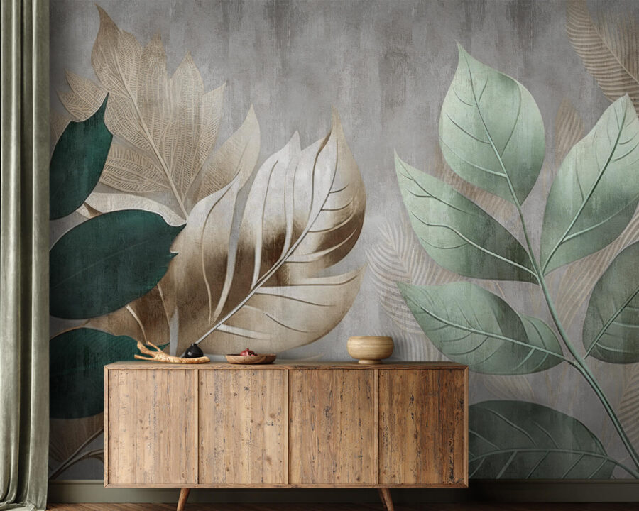 Wall murals Elegant foliage against a textured background. - Image 5