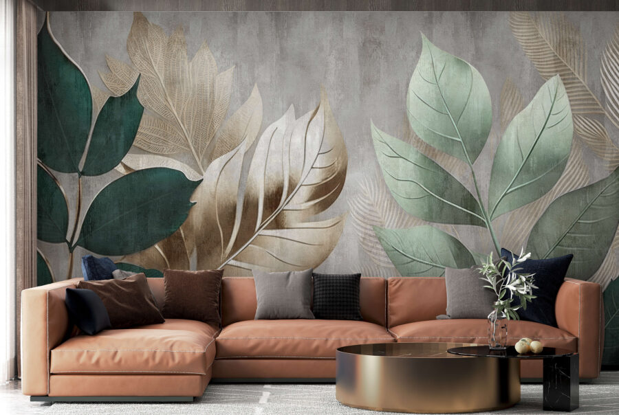Wall murals Elegant foliage against a textured background. - Image 8