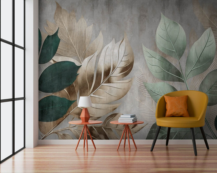 Wall murals Elegant foliage against a textured background. - Image 6