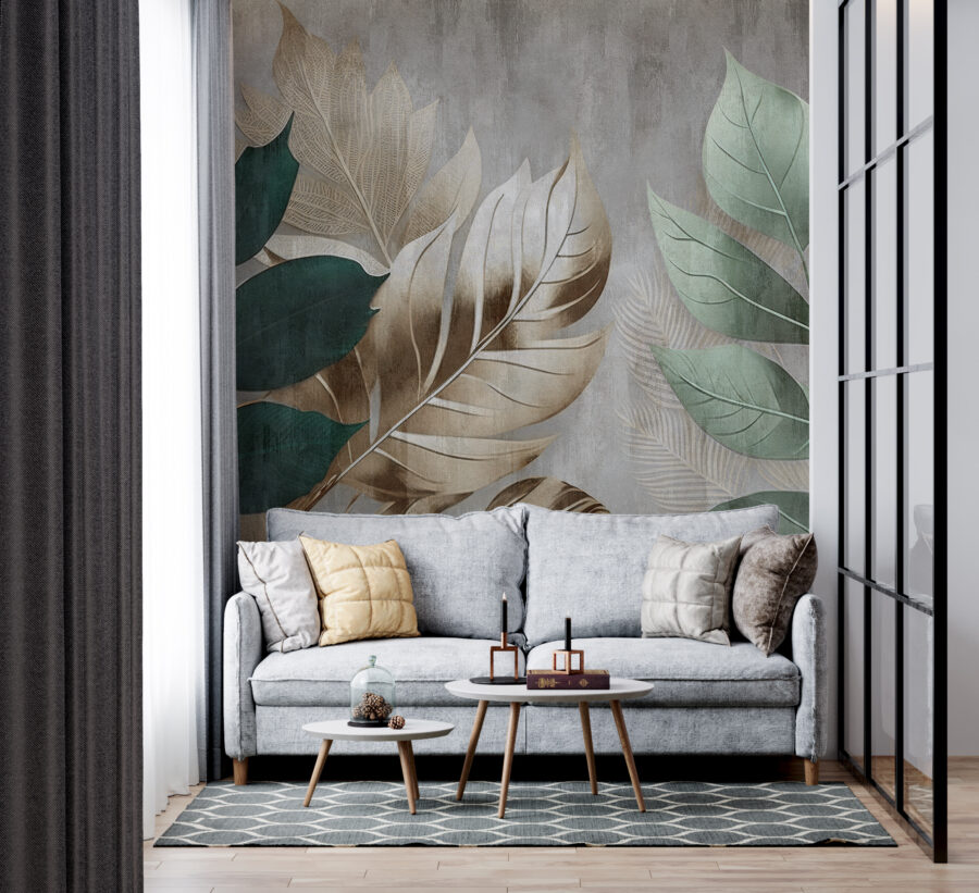 Wall murals Elegant foliage against a textured background. - Image 4