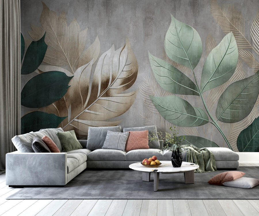 Wall murals Elegant foliage against a textured background. - Image 3