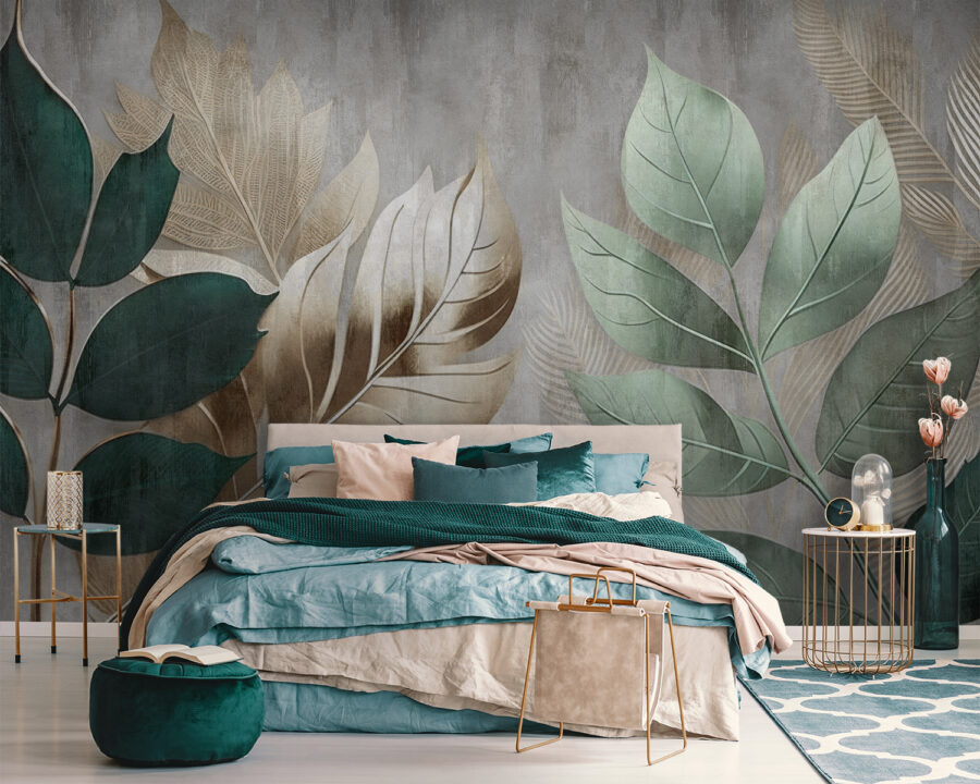 Wall murals Elegant foliage against a textured background.