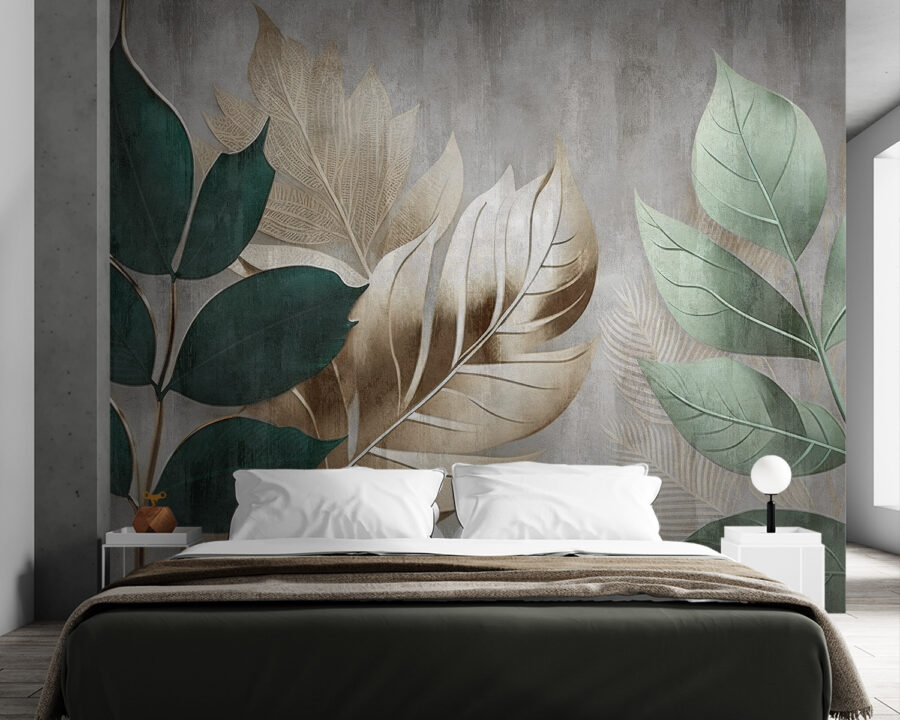Wall murals Elegant foliage against a textured background. - Image 2