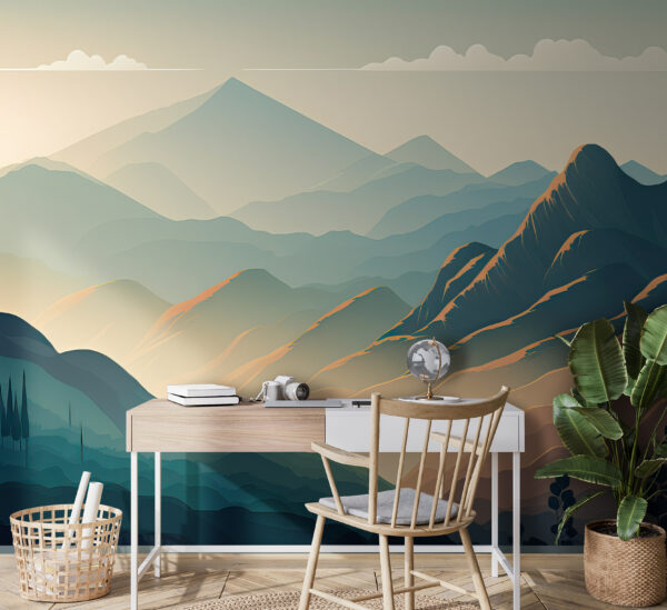 Landscape of mountains and trees Landscape of mountains and trees