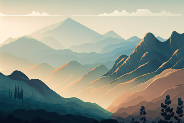 Landscape of mountains and trees Landscape of mountains and trees