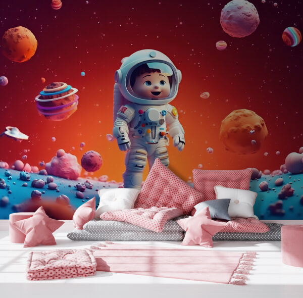 Cartoon of a toy astronaut in space Cartoon of a toy astronaut in space