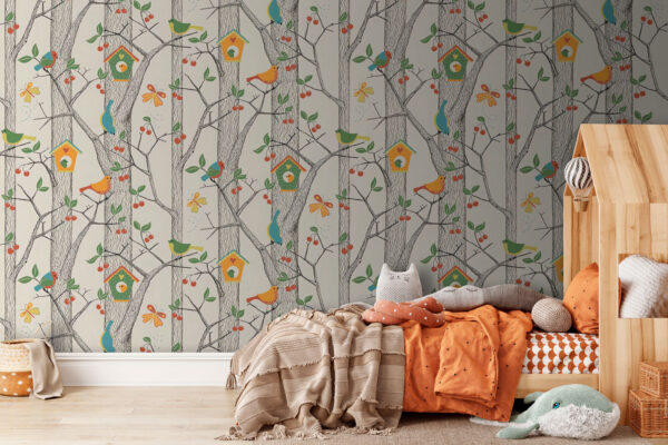 Wallpaper with birds and trees Wallpaper with birds and trees