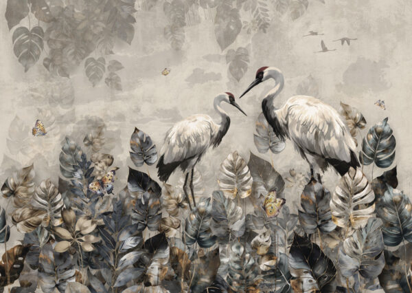 Couple of cranes standing in a field of leaves u94625p 600x426 - Couple of cranes standing in a field of leaves