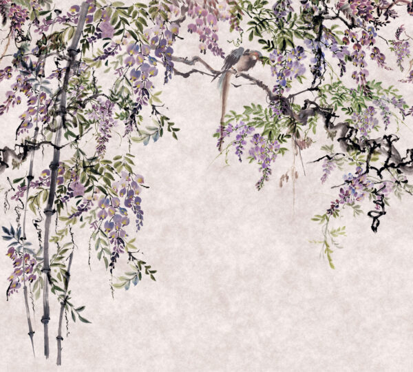 Painting of a tree with purple flowers Painting of a tree with purple flowers