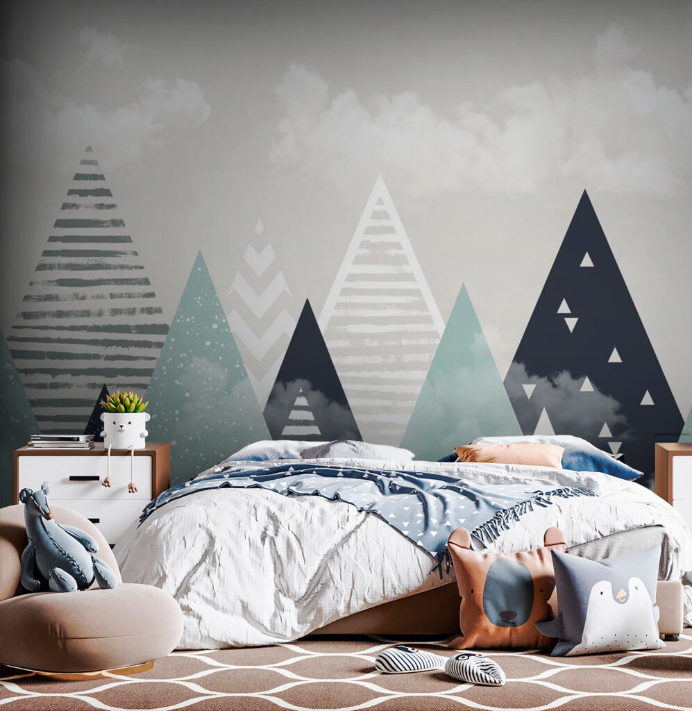 Group of triangles and clouds Group of triangles and clouds