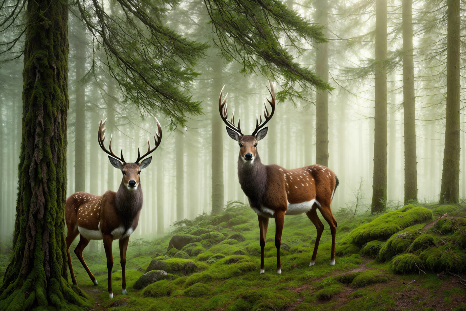 Two deer in a forest