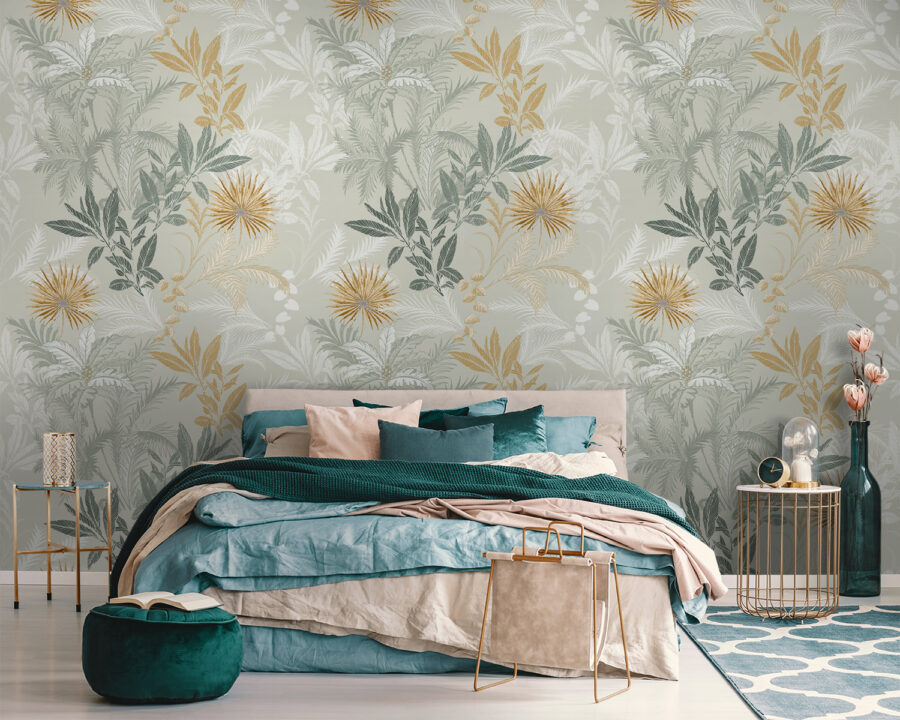 A pattern of leaves and flowers A pattern of leaves and flowers