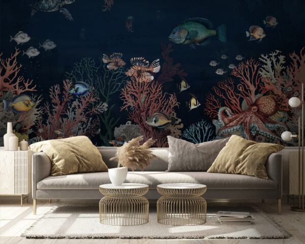 Sea life with fish and coral Sea life with fish and coral