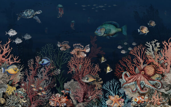 Sea life with fish and coral Sea life with fish and coral