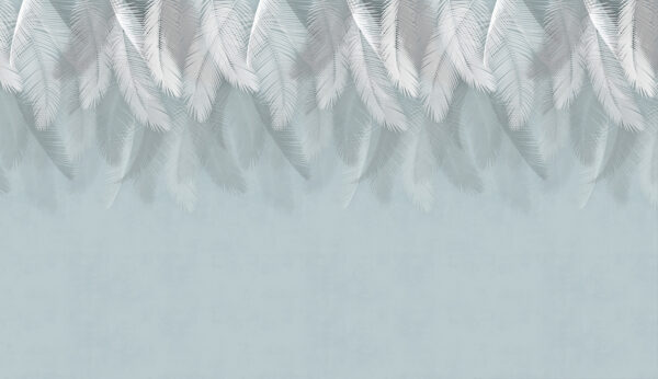 White feathers on a blue background White feathers on a blue background